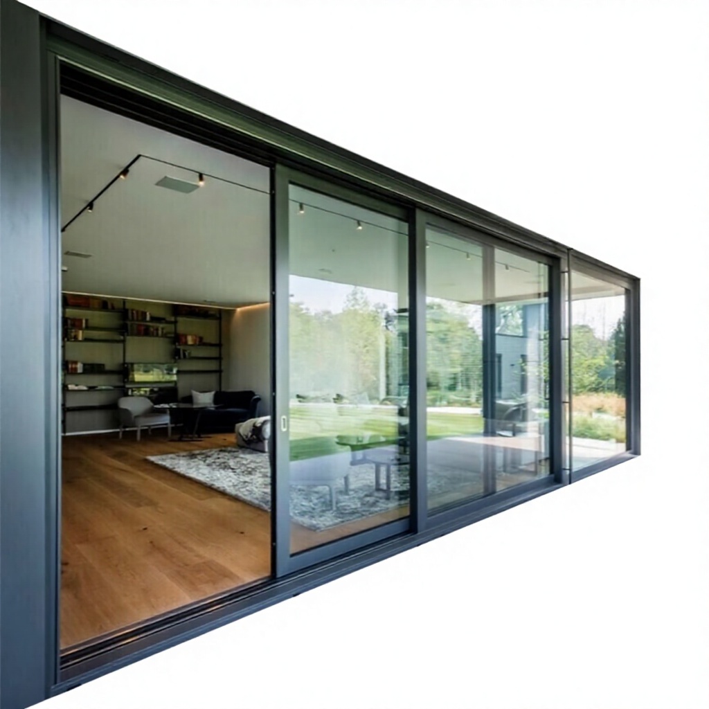 Modern Black Aluminum Sliding Door Double Glazed Tempered Glass Patio French Style Side Opening Exterior Interior
