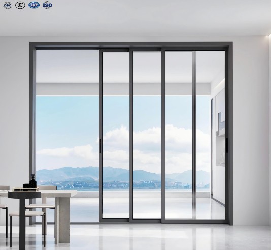 Modern Windproof Aluminum Sliding Door Waterproof Design Fiberglass Sound Insulation for Bathroom Kitchen Shower Room Wet/Dry