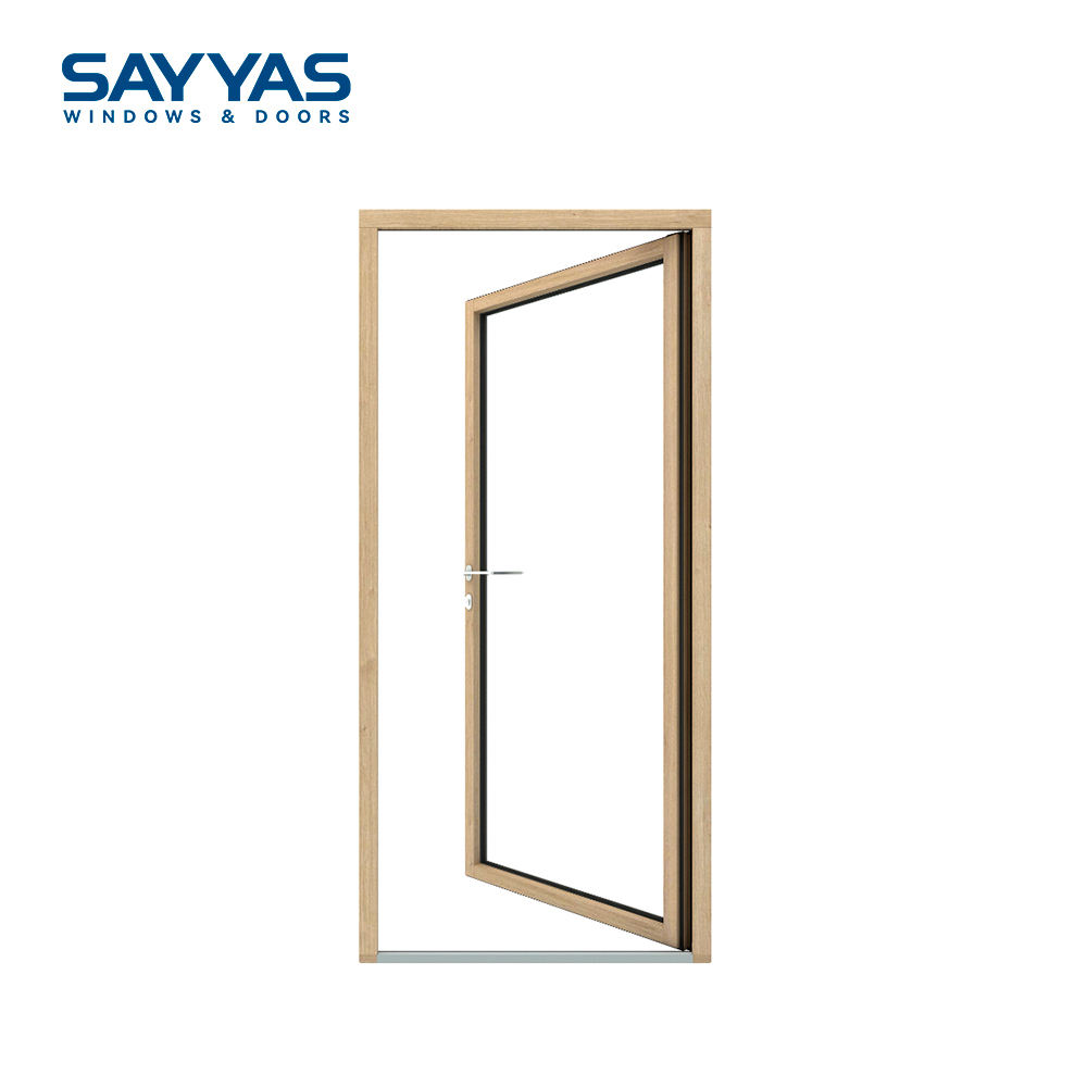 Sayyas A86slim Modern Aluminum Clad Wood French Doors Low-E Glass Energy Star Rated Sound Insulation 5-Year Supermarket Outdoor