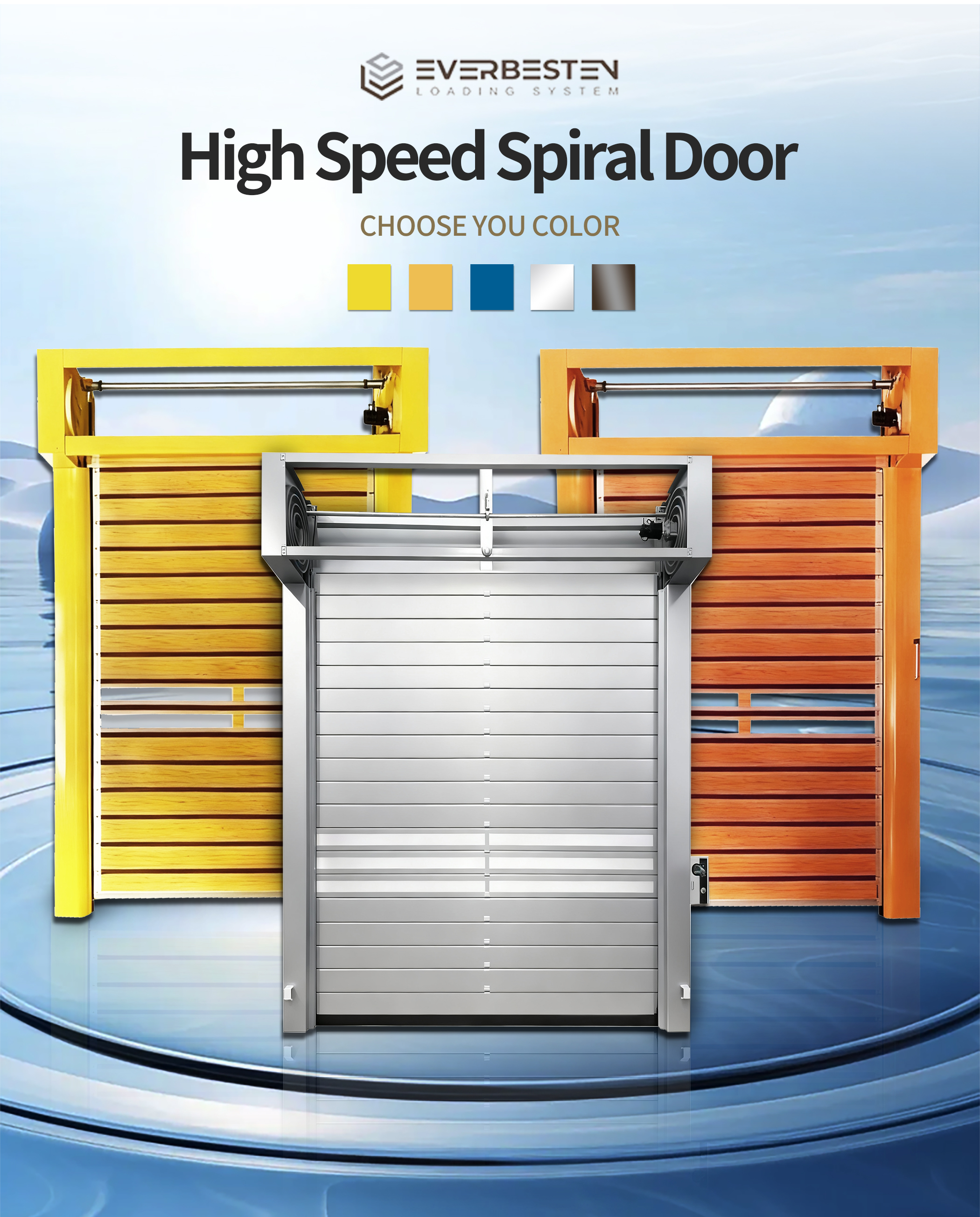 High Speed Spiral Door Insulated Aluminum Heavy Duty Wind Resistant Electric Side Opening Industrial Warehouse Interior/Exterior