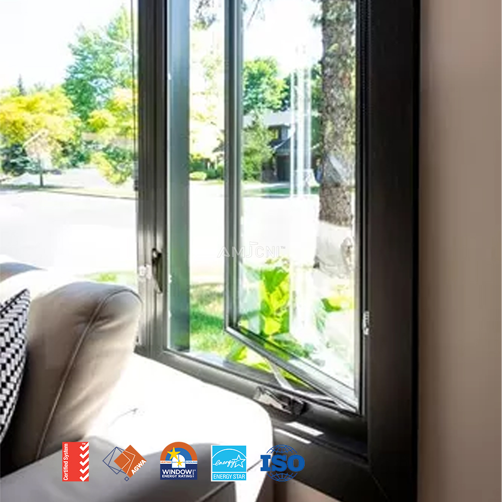 Factory AS2047 Thermal Break Aluminum Casement Window Design Frame Composite Frame Crank Double Glazed Casement Windows