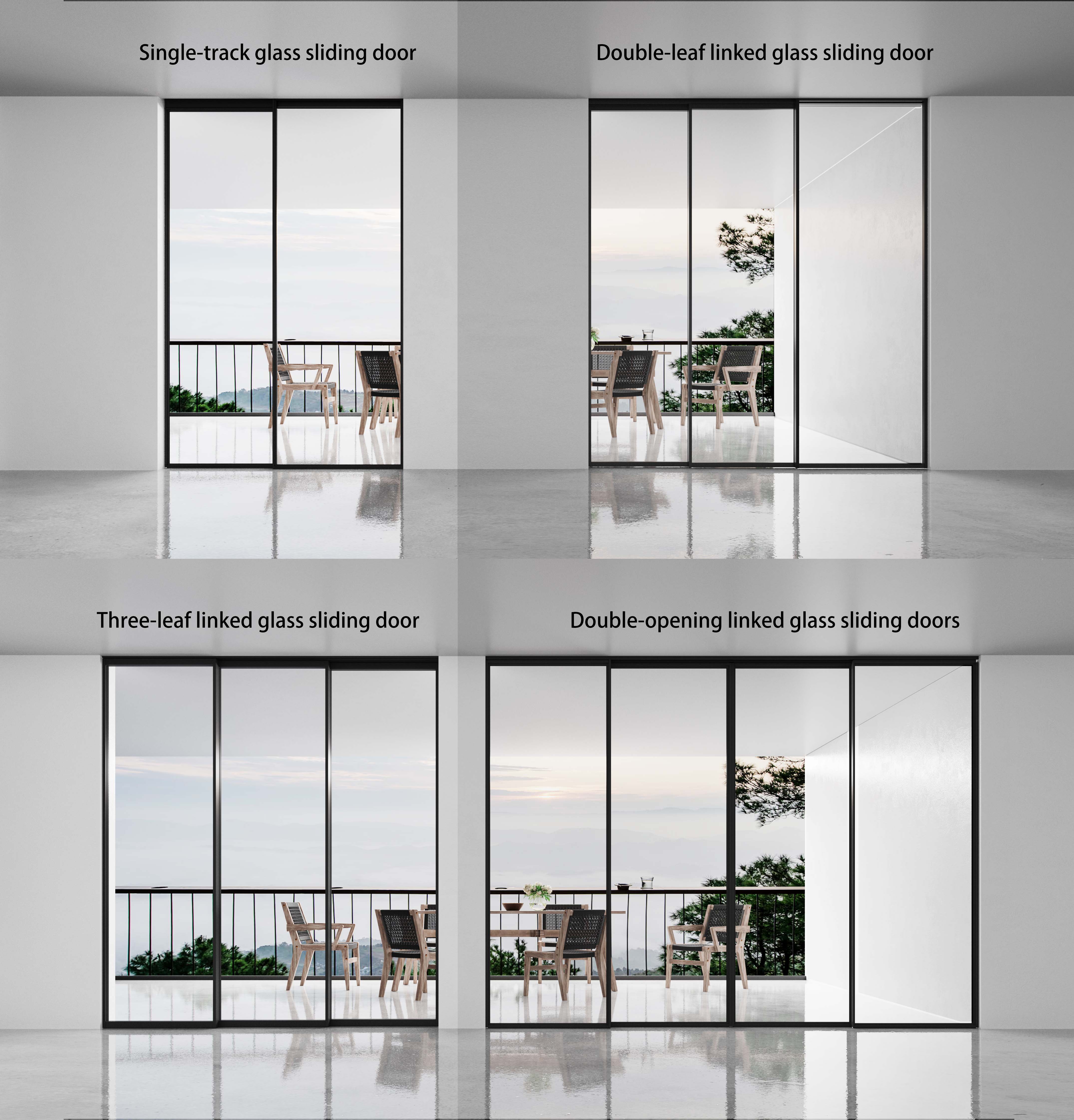 Modern Two-Way Sliding Cabinet Door Aluminum Frame Safety Suspended Track System Interior Pocket Glass Door for Apartment Use
