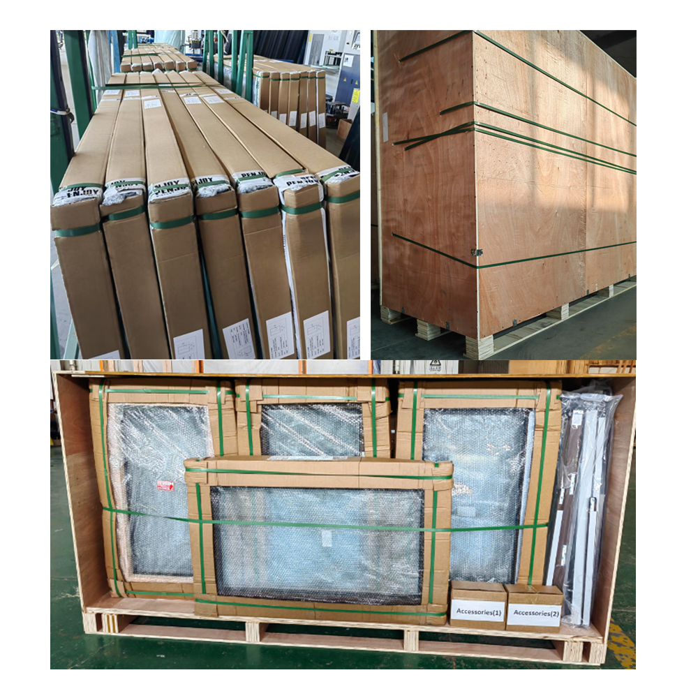 PENJOY High-End Luxury Villa Aluminum Clad Wood French Doors Entry Exterior Soundproof Thermal Break Energy Saving Modern