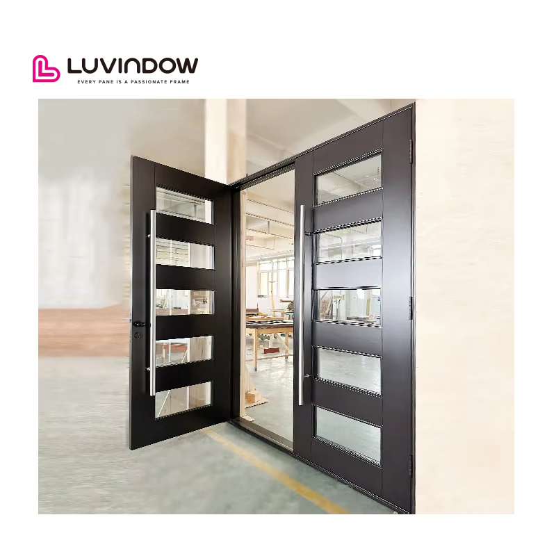 Modern Minimalist Aluminum Composite Patio Door Insulated Entry with Glass Pivot Style for Outdoor Use Fiberglass Screen Netting