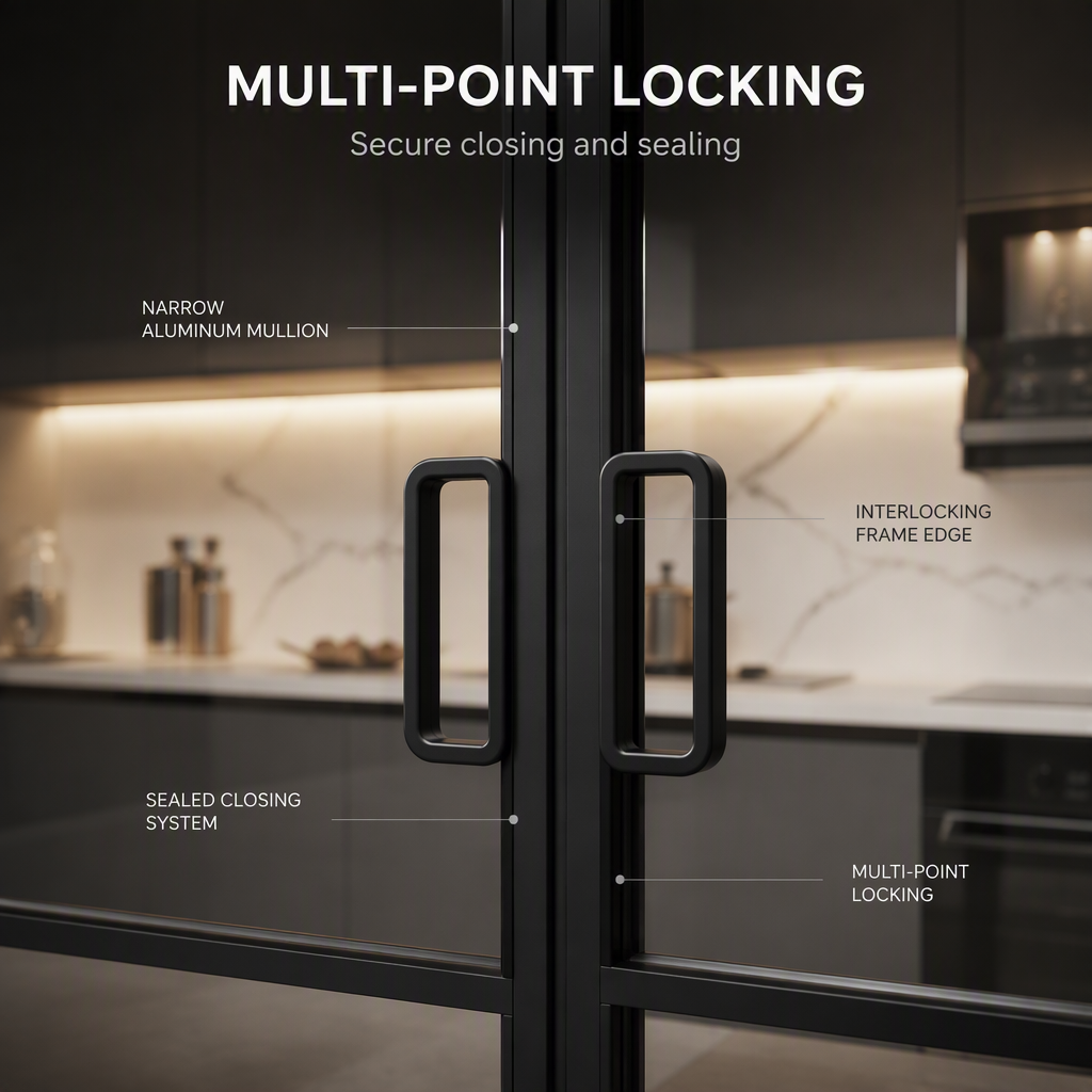 Thermal Break Aluminum Alloy Sliding Glass Door Double Glazing Kitchen Partition Door
