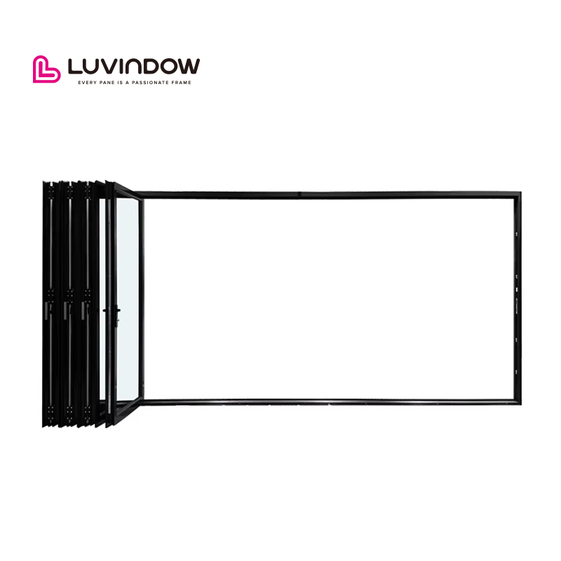 Modern Soundproof Low Maintenance Thermal Break Aluminum Glass Bi Fold Door for North American Residential Commercial Buildings