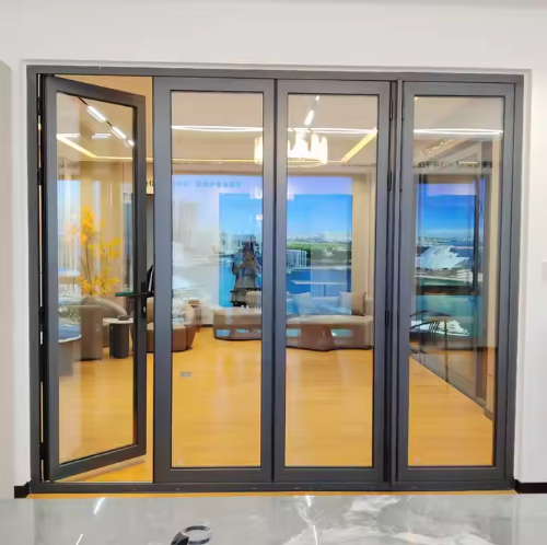 Heavy Duty Modern Design Thermal Break Aluminum Accordion Door Foldable Bifold Retractable Fly Screen Finished Surface