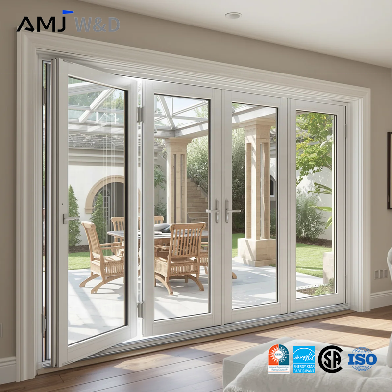 NFRC Certified White Bi Fold Doors French Aluminum Alloy Folding Door for Balcony Villa Modern Glass Bi Folding Doors