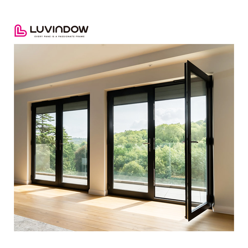 Modern Minimalist Aluminum Composite Patio Door Insulated Entry with Glass Pivot Style for Outdoor Use Fiberglass Screen Netting