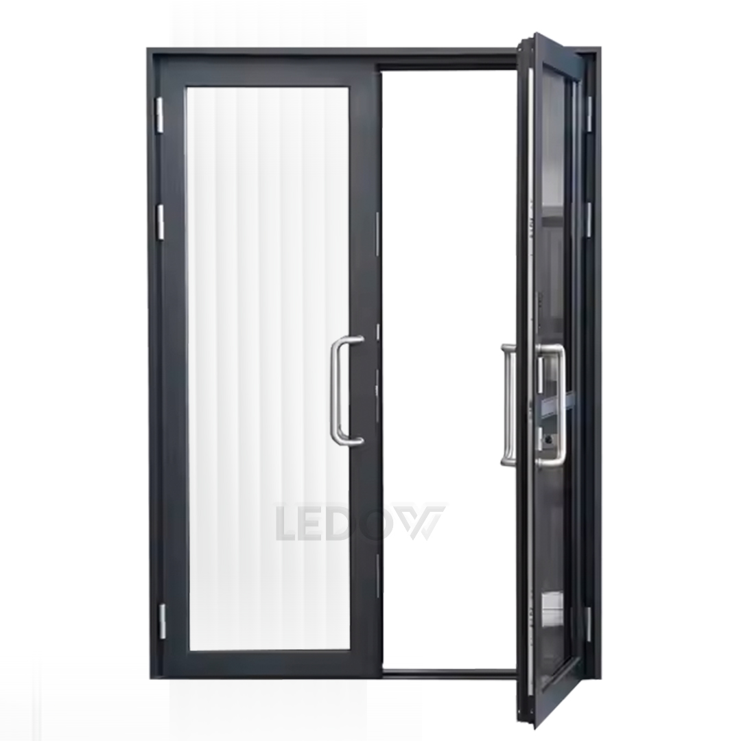 LEDOW Modern 72*90inch French Door Aluminium Hinged Fiberglass Screen Netting Waterproof North America Markets Front Entry Door