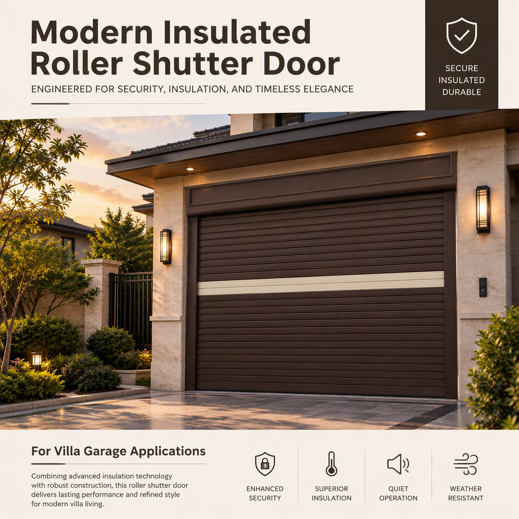 Modern Aluminum Insulated Roller Shutter Door with PU Foam Filled Slats Electric Remote Control Garage Door for Shop Warehouse