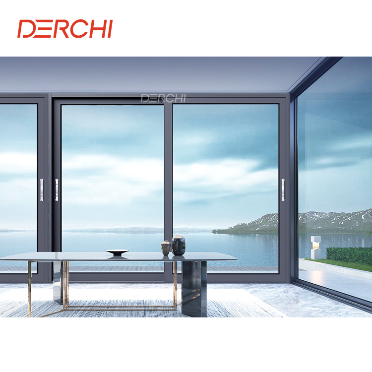 DERCHI Thermal Break Aluminum Sliding Folding Doors Frameless Door Modern Doors for Houses Interior