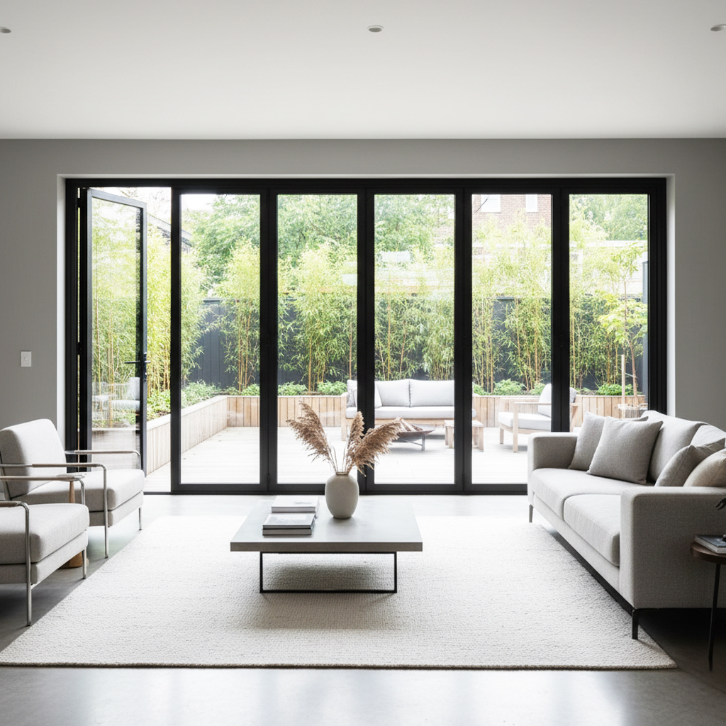 G88 Series Thermal Break Bi-Fold Door 120x99 Inch Energy Saving Aluminum Entry Door Modern Patio Doors for Canadian Housing