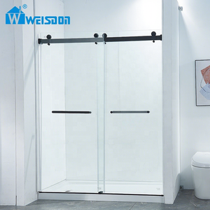 Weisdon Walk in Stainless Steel Frameless Double Sliding Tempered Glass Shower Door