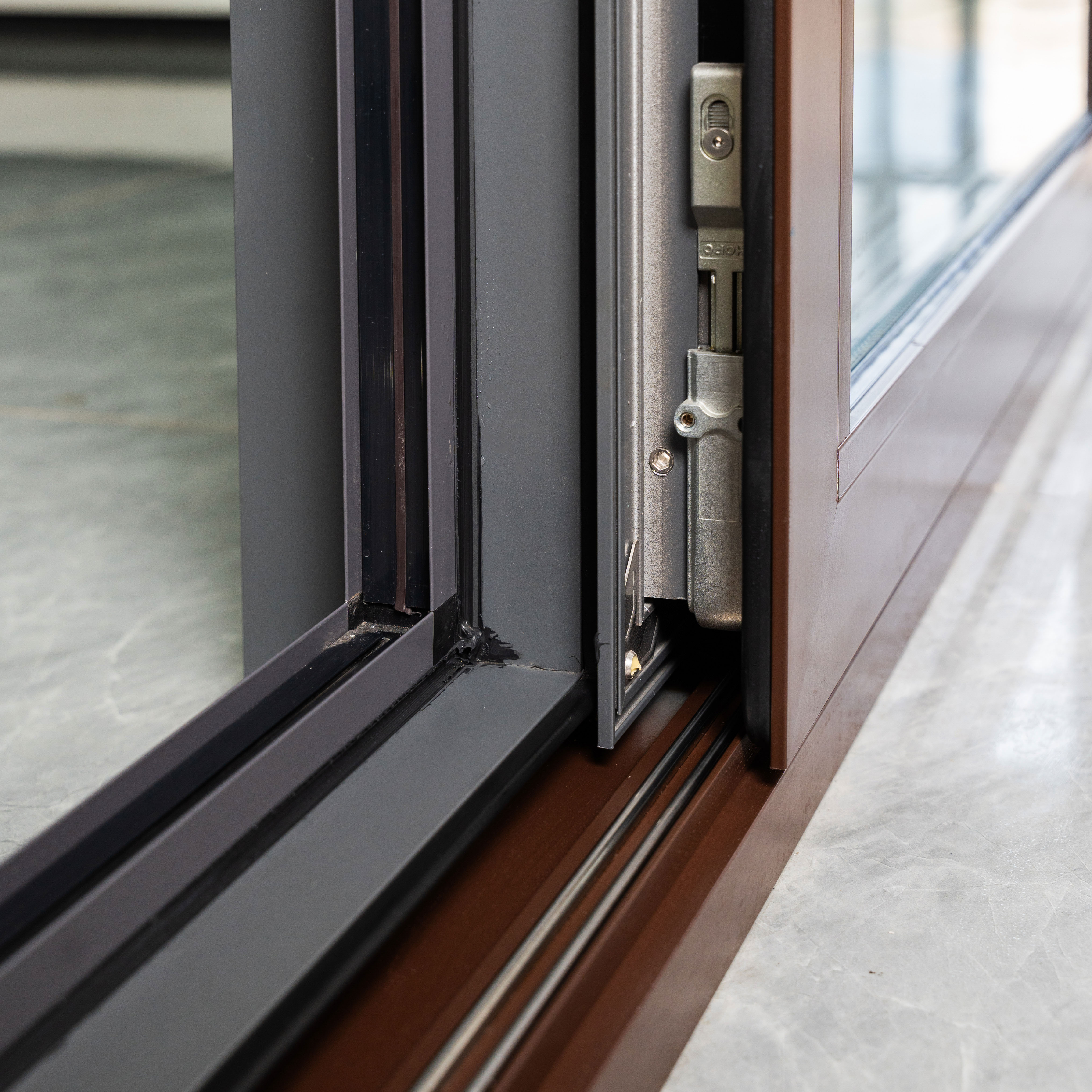 Smeku Modern Brown Aluminum Alloy Glass Sliding Door with Thermal Insulation for Patio Balcony Living Room &amp; Garage