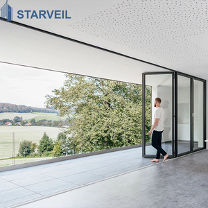 Veranda Folding Patio Door Aluminum Double Tempered Glass Covered Porch Outdoor Design Waterproof Weatherproof Seal System