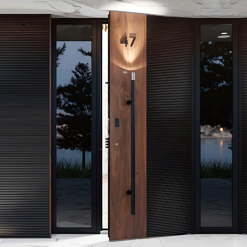 Exquisitely Carved Cast Aluminum Double-Layer Entrance Security Door Wood Grain Finish Postmodern Design for Home Villa Entry