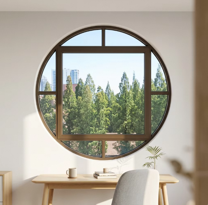 Hurricane Proof Aluminum Glass Arch Grille Grids Windows Interior Aluminum windows Villa Round Triangular Glazed Special Window
