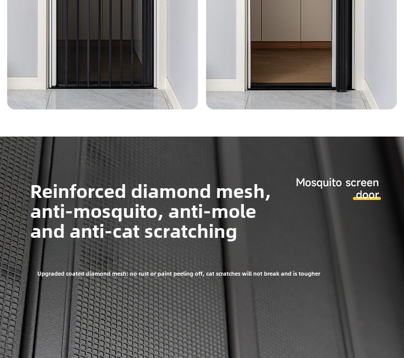 Diamond Mesh Folding Diamond Mesh Sliding Mosquito-proof Aluminum Alloy Entrance Door, Anti-theft Main Door, Screen Window Door