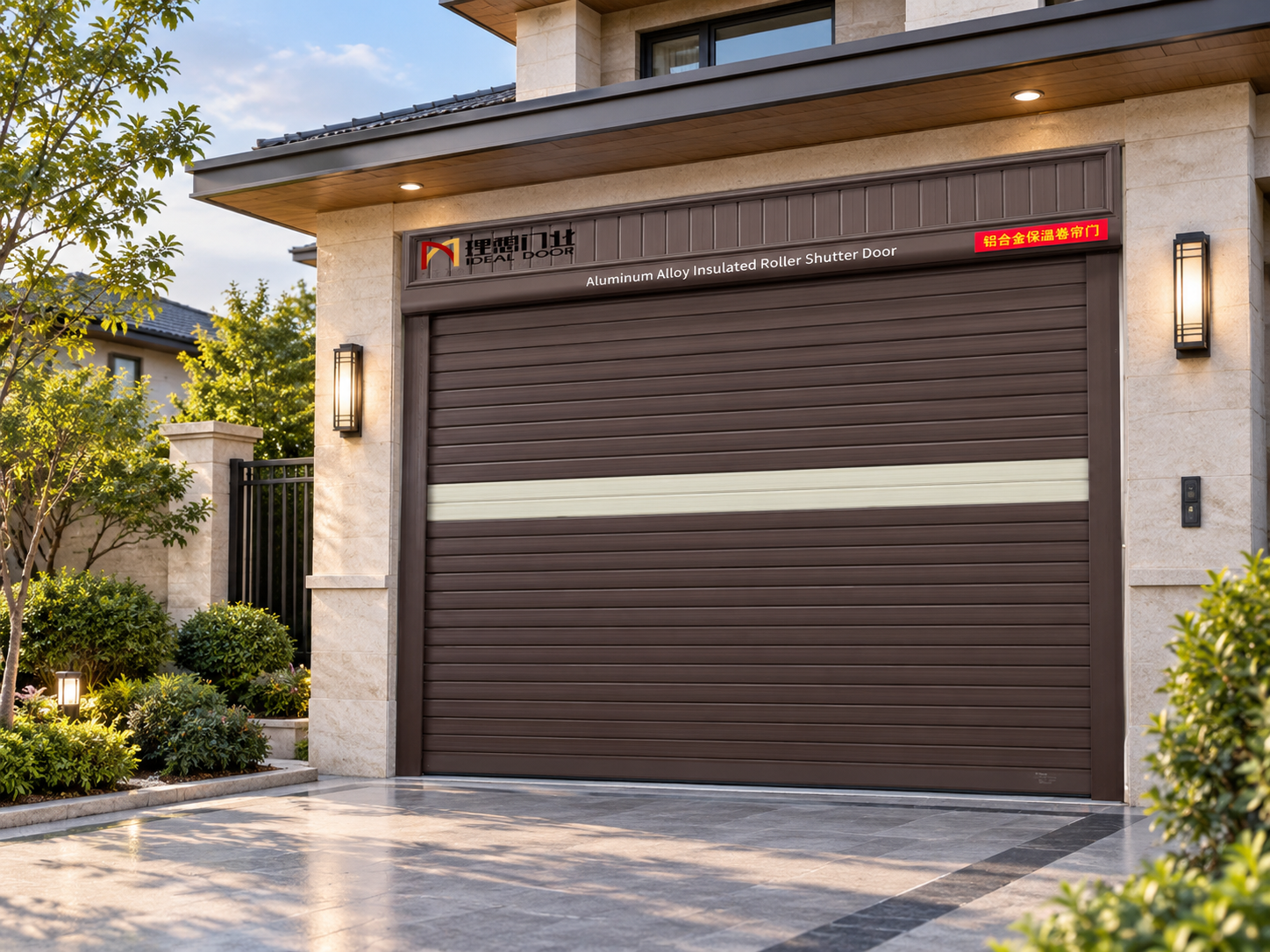 Modern Aluminum Insulated Roller Shutter Door with PU Foam Filled Slats Electric Remote Control Garage Door for Shop Warehouse