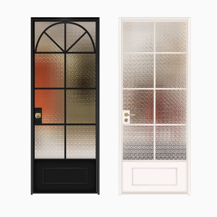 Minimalist Aluminum Alloy French Door Interior Black Framed Glass Swing Windproof Doors For Villa Living Room