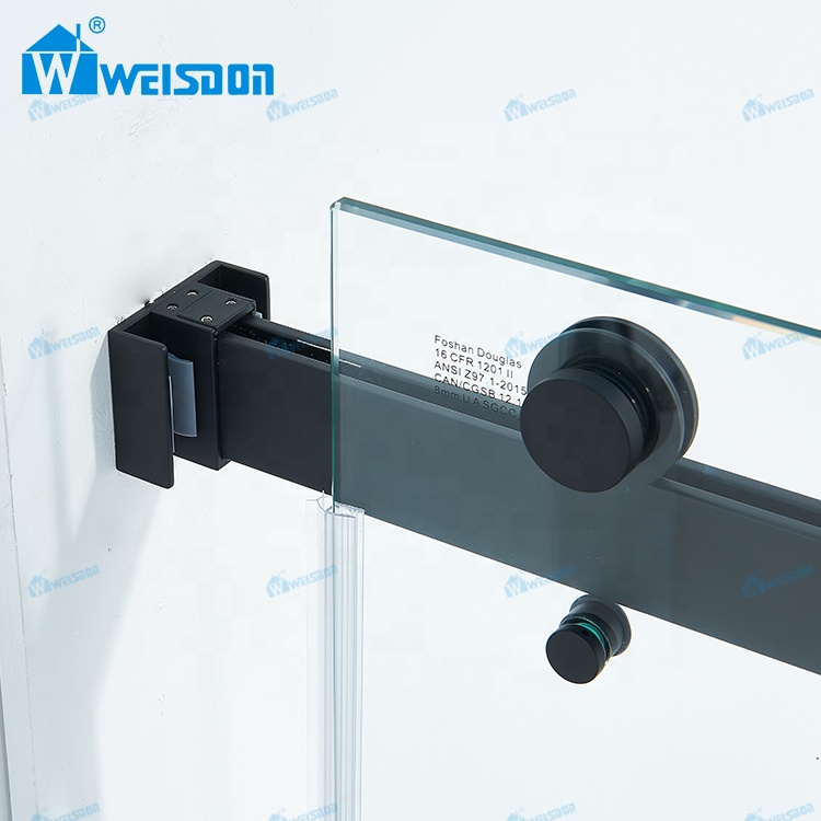 Weisdon Walk in Stainless Steel Frameless Double Sliding Tempered Glass Shower Door