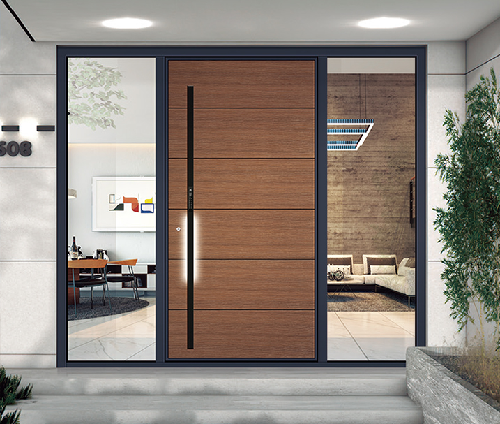 Luxury home entrance featuring a DERCHI premium entry door