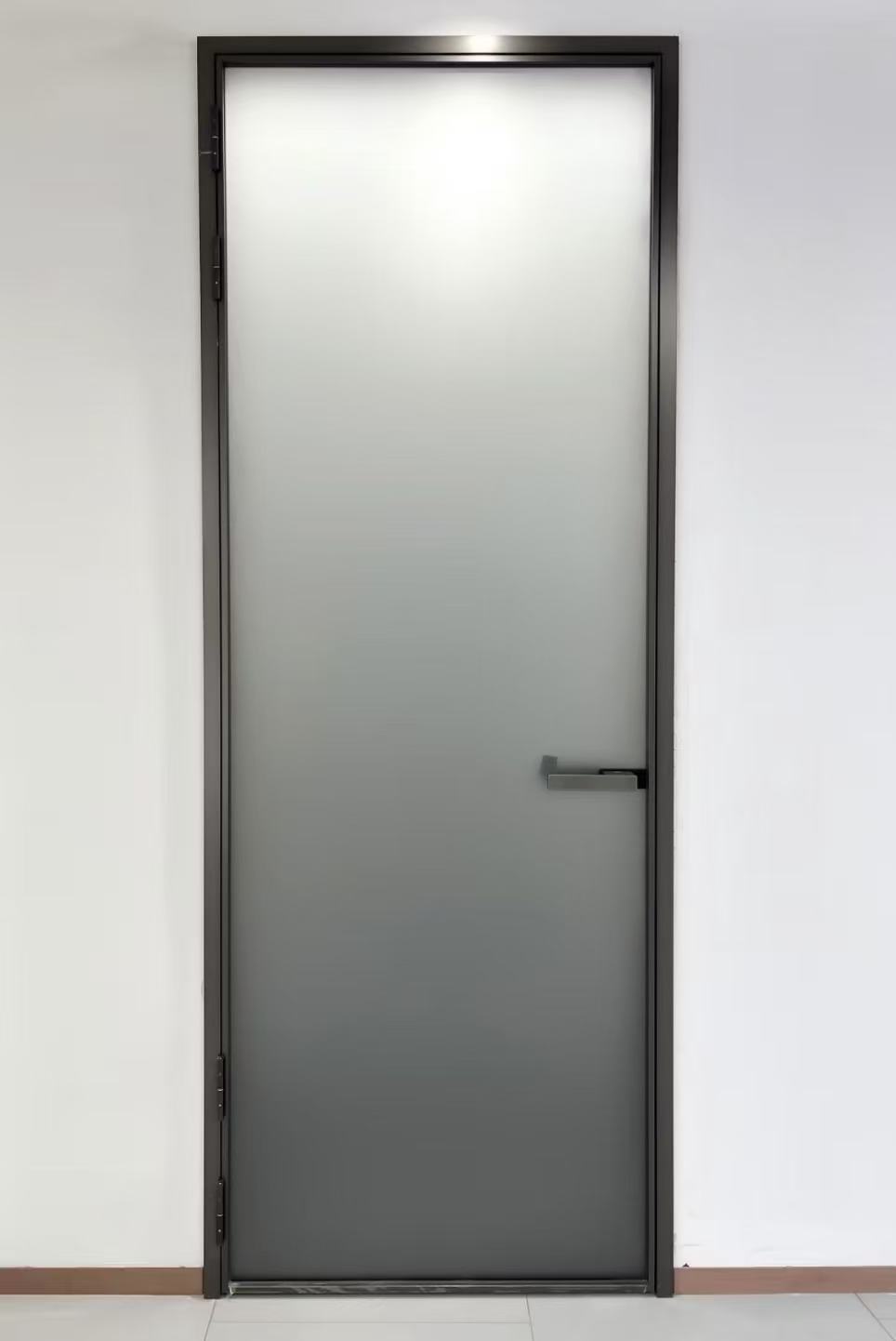 Waterproof Windproof Aluminum Alloy Sliding Door Minimalist Design Single Tempered Glass Push-Pull Opening Interior Bathroom Use