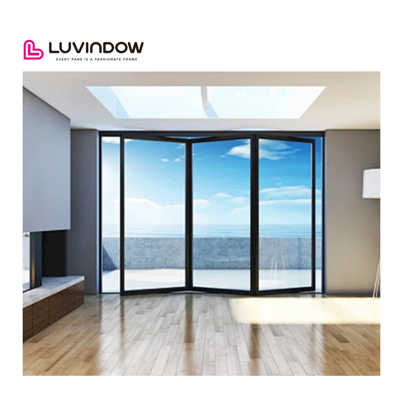 Soundproof Aluminium Laminated Flush Bi-fold Stacker Door Aluminum Frame Glass Door Bifold Doors Aluminium Folding Patio