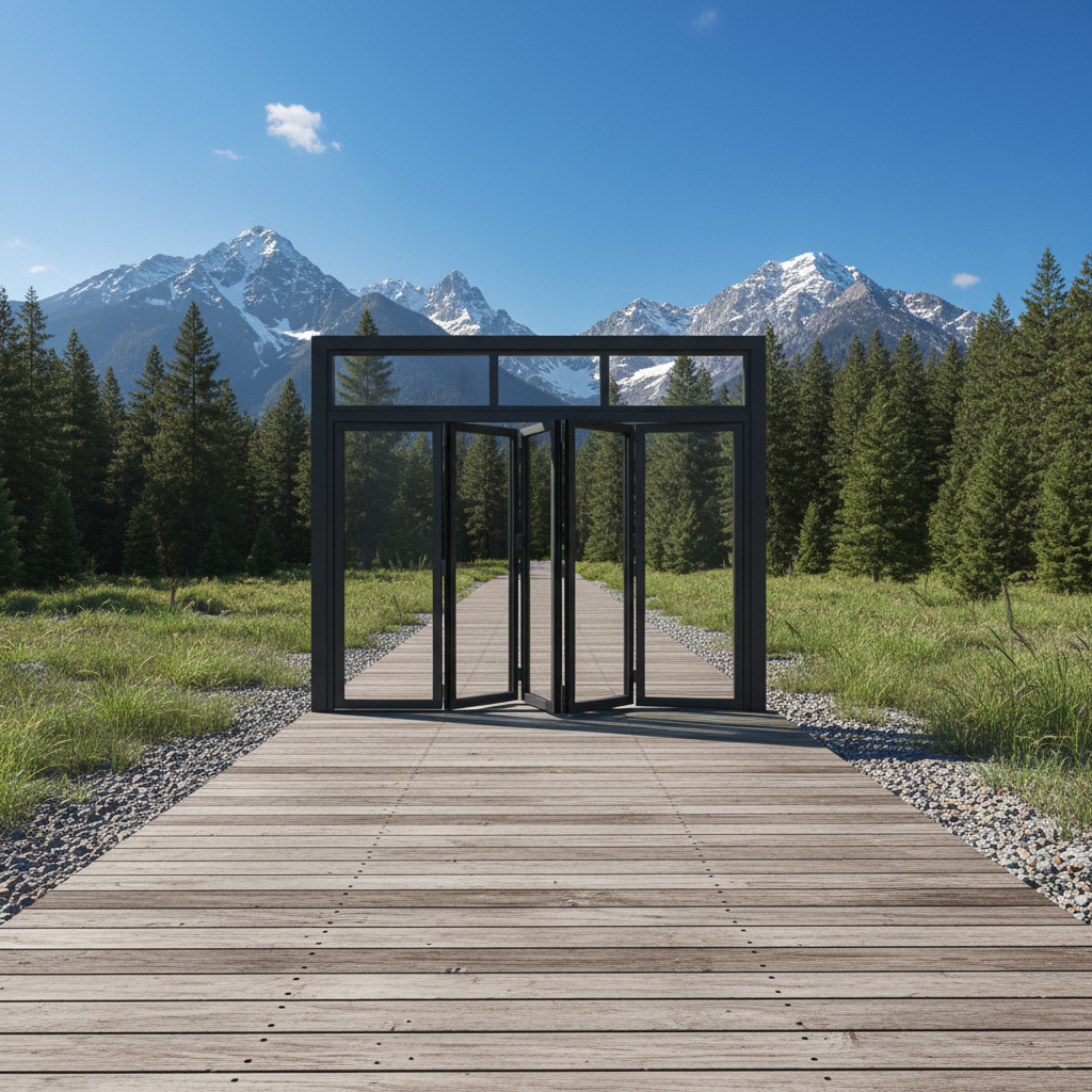 Modern Aluminum Foldable Bi-Fold Door with Finished Surface for Indoor Use Courtyard Patio Balcony &amp; Entrance