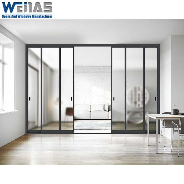 Brief Design Ultra Narrow Edge Single Glass Aluminium Smooth Sliding Door Kitchen Sliding Door