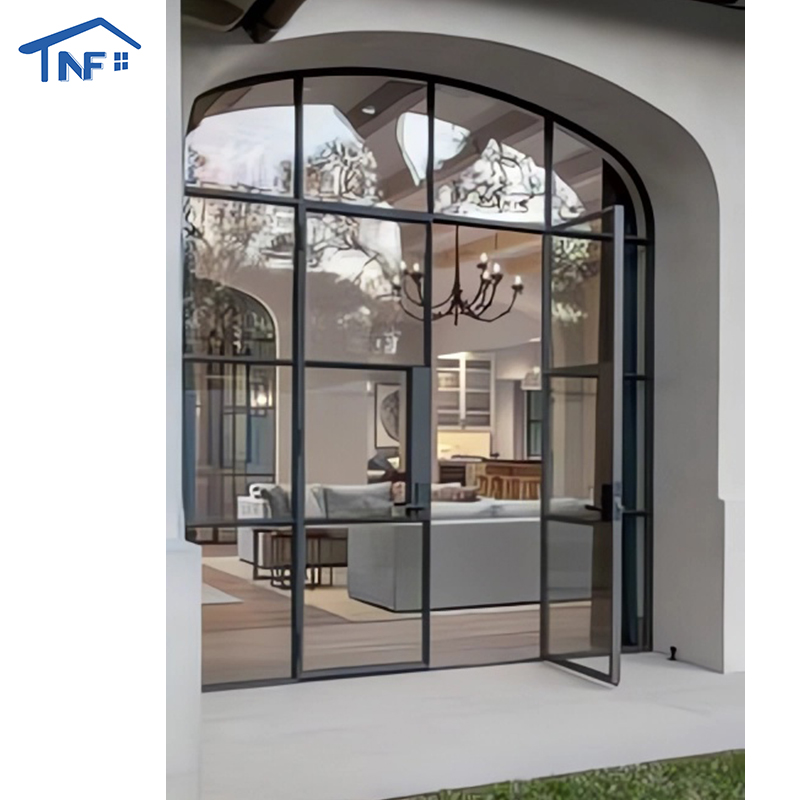 Residential Main Front Entry Aluminum Alloy Double Tempered Glass Manual Modern Security Door Windproof Finished