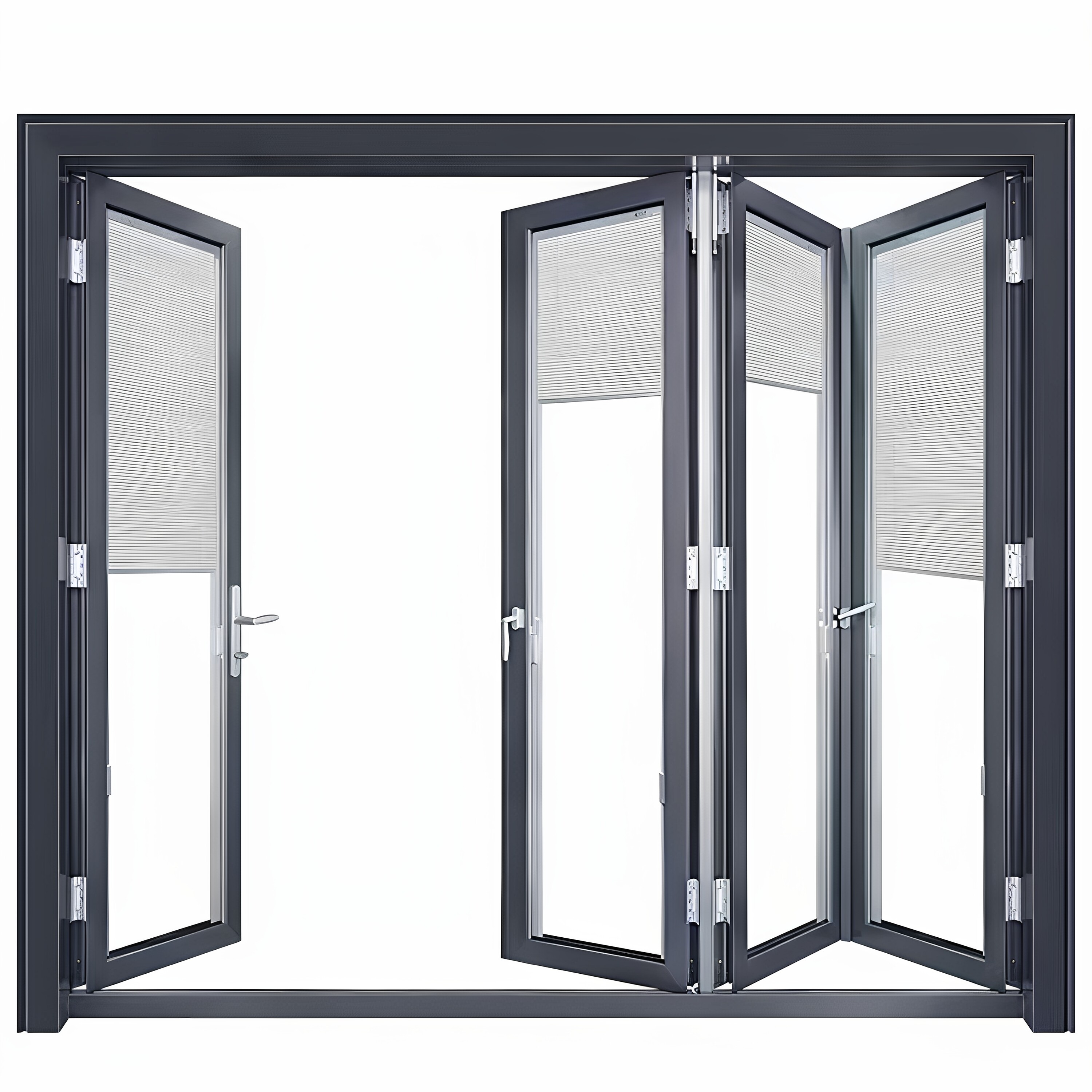 Soundproof Double Glazed Aluminum Foldable Glass Wall Patio Door Modern Waterproof Outdoor Bedroom Hotel Balcony Porch Mall
