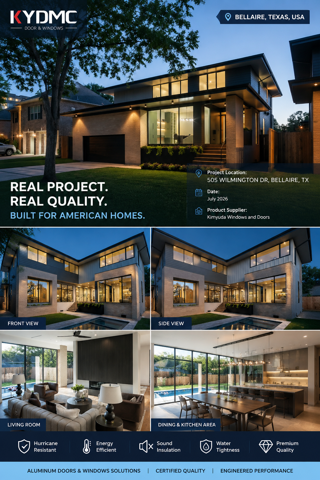 HURRICANE PROOF LUXURY TEMPERED DOUBLE GLASS SLIDING ALUMINUM BIFOLD EXTERIOR ACCORDION FOLDING DOORS