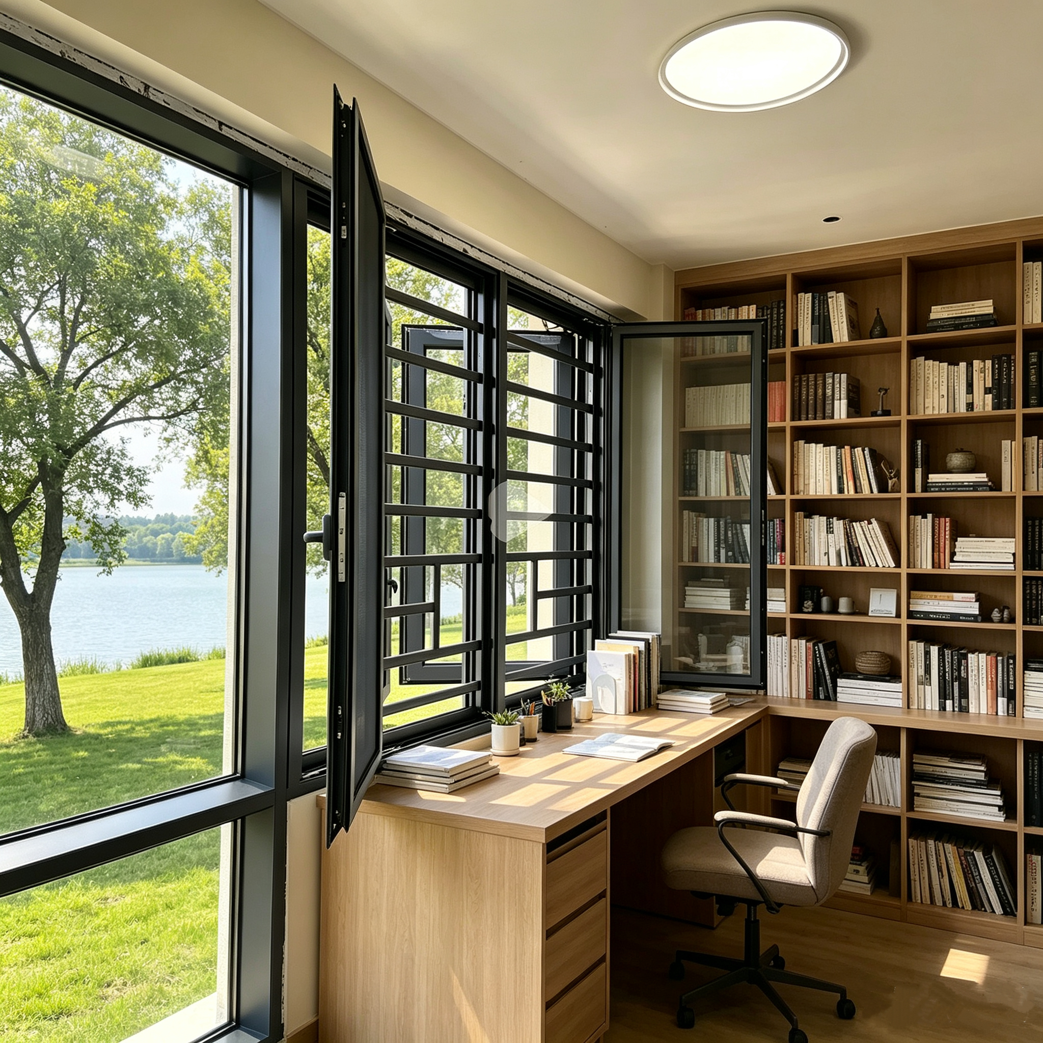 Modern Stormproof Tempered Insulated Double Glass Soundproof Thermal Break Flush Screens Villa Aluminum Casement Windows