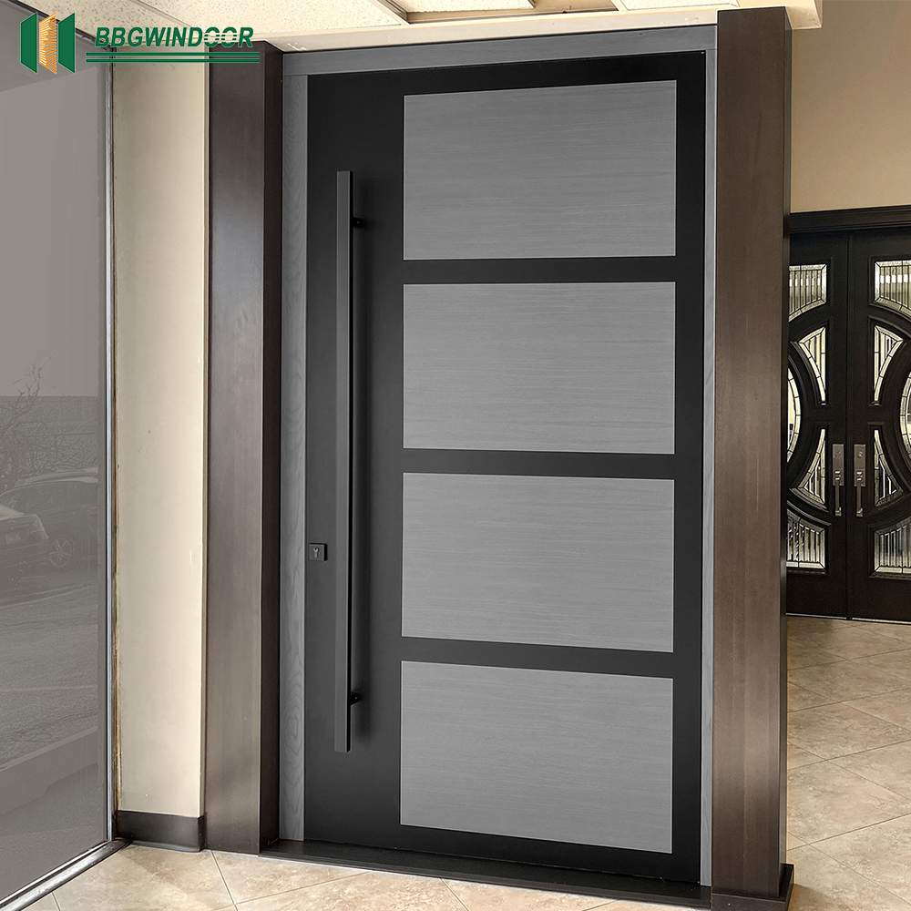 Lukliving New Design Wrought Aluminum Entry Doors Customize Exterior Entrance Pivot Door Cheap Price Exterior Doors