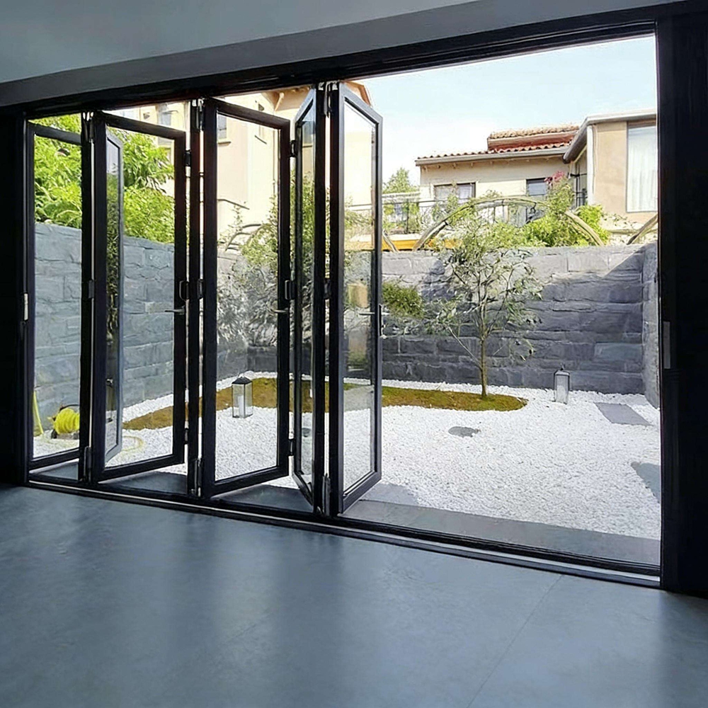 Customized Waterproof Exterior Double Tempered Glass Aluminum Glass Bifold Doors Patio Folding Door