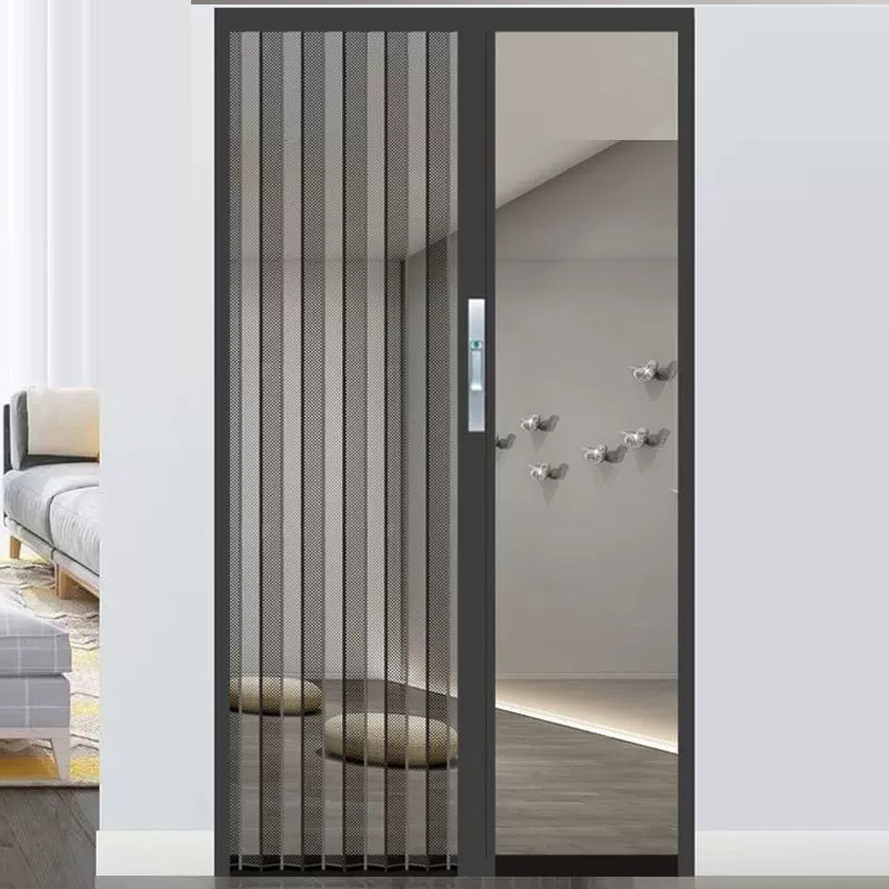 Diamond Mesh Folding Diamond Mesh Sliding Mosquito-proof Aluminum Alloy Entrance Door, Anti-theft Main Door, Screen Window Door