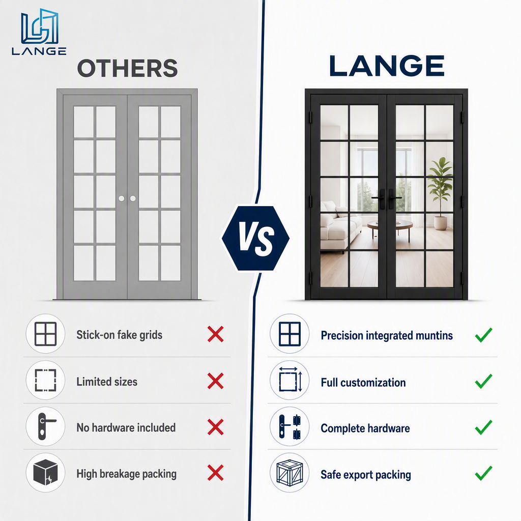 LANGE Aluminium Alloy Doors AS2047 Australian Standard Wind Load Tested Water Tight Certified for Resort Project