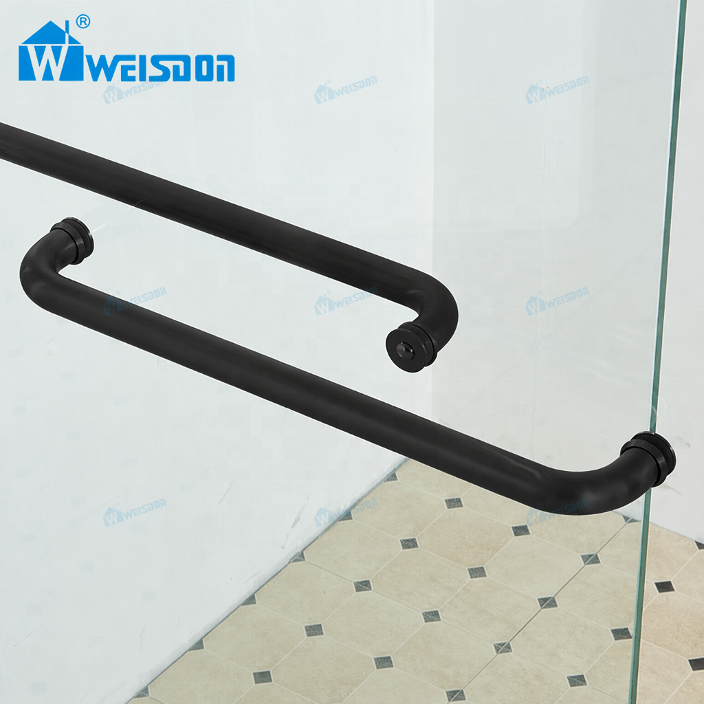 Easy Installation Villa Hotel Matte Black Aluminum Alloy 8mm 10mm Tempered Glass Framed Double Sliding Shower Door