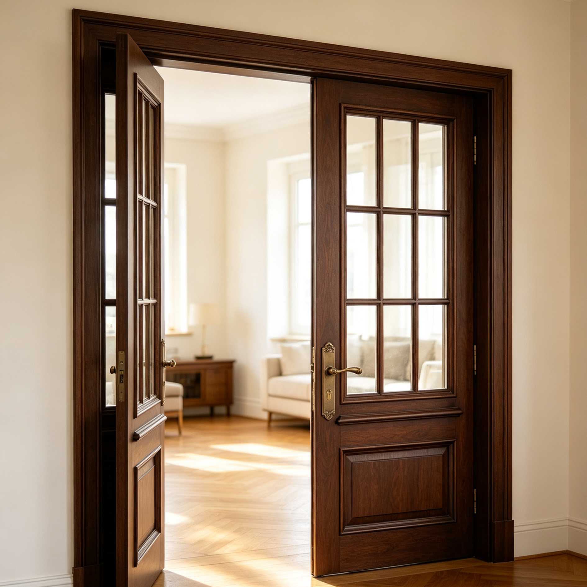 Elegant Aluminum Swing Door Sound Insulated Double Tempered Glass for Urban Villa House