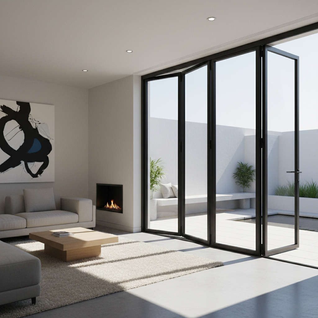 G88 Series Thermal Break Bi-Fold Door 120x99 Inch Energy Saving Aluminum Entry Door Modern Patio Doors for Canadian Housing