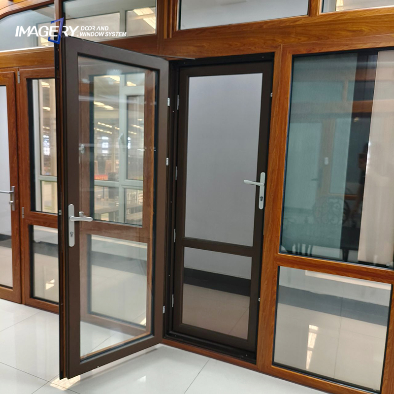 Corrosion Resistant Thermal Break Aluminum Casement Door With Anti Mosquito Security Screen For Residential Villa