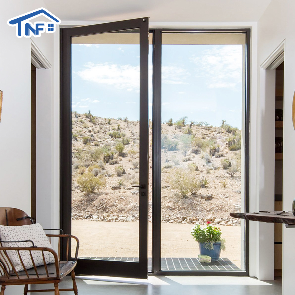 High Quality Factory Price French Doors Aluminum Casement Door Arrival French Entrance Door Exterior Glass Steel Graphic Design