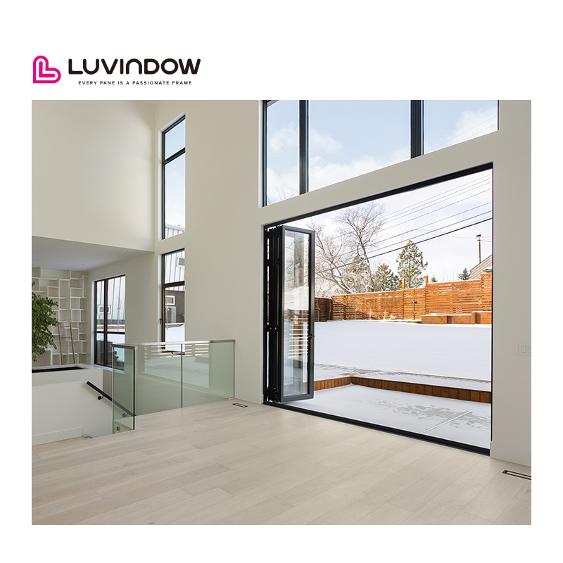 Modern Soundproof Low Maintenance Thermal Break Aluminum Glass Bi Fold Door for North American Residential Commercial Buildings