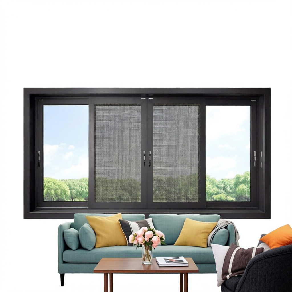 Factory Custom Size Aluminum Frame Sliding Windows Featuring Durable Mesh Screen Design For Balcony And Patio Sliding Window