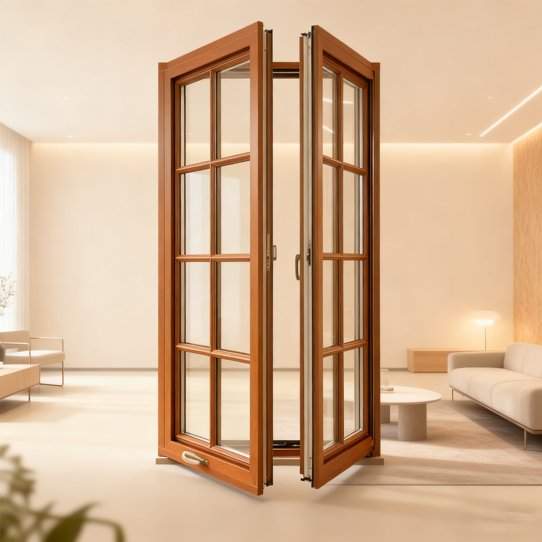 American Style Wood Crank Casement Window | Energy Saving Solid Wood Windows For Green Buildings