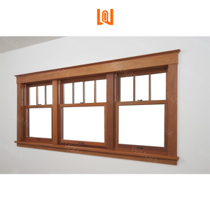 WANJIA Interior Replacement Aluminum Wooden Windows Soundproofing Double Glazed Single Hung Windows Aluminum Clad Windows