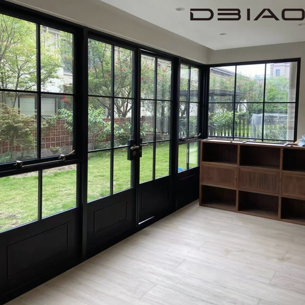 Modern Double French Swing Door Aluminum Alloy Frame Energy Saving Insulated Glass Anti-Theft Safety Lock Bathroom Bedroom