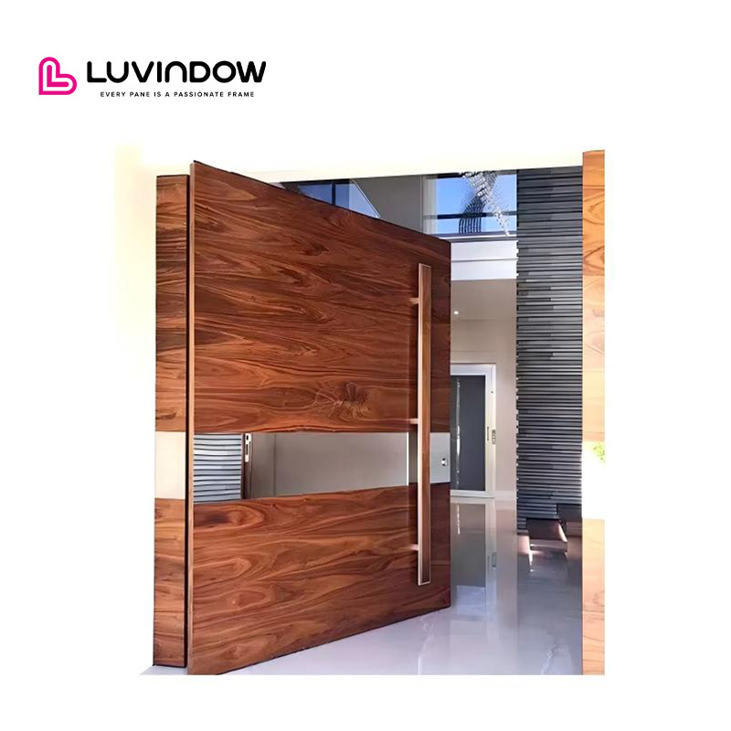 Main Entrance Interior Large Front Door Low-E Glass Single Exterior Aluminum Modern Front Entry Wooden Pivot Door